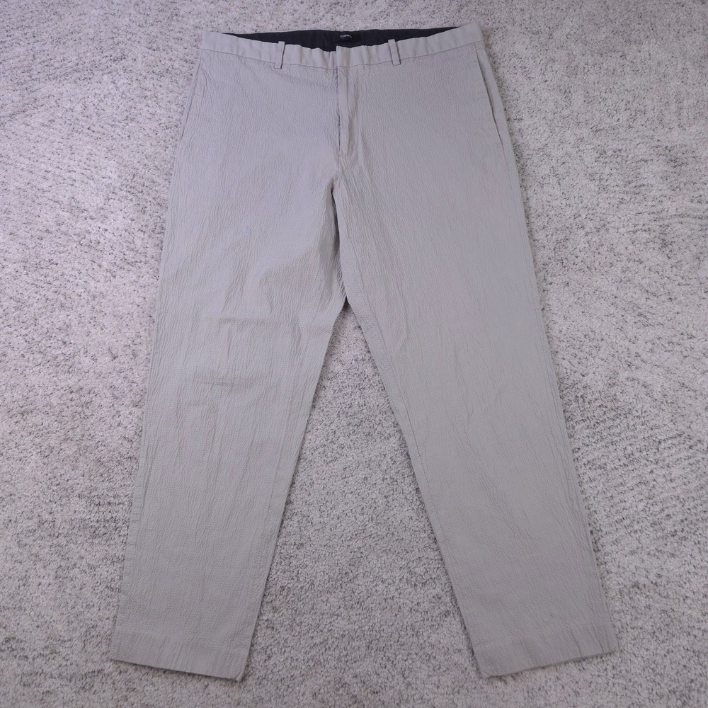 Theory Pants Mens 36 35x27 Seersucker Stretch Logan Cropped Tapered Trousers